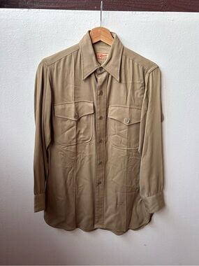 1960s Elbe o Men's Tan Utility Button-Up Shirt Jacket
